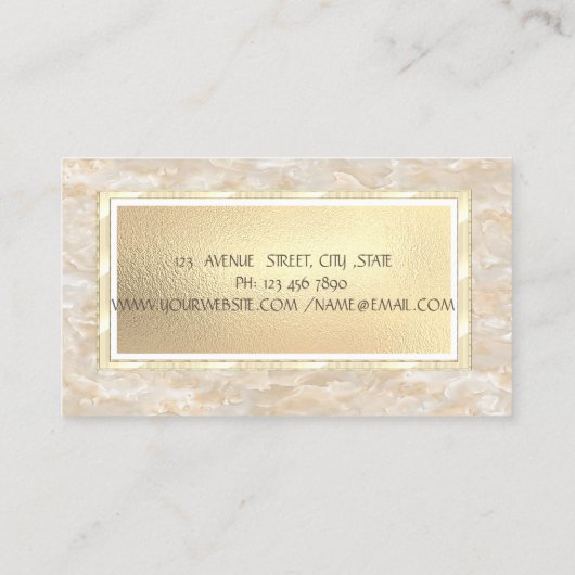 Modern Elegant Marble, Lijst Jewelry Designer Visitekaartje (Achterkant)