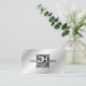 Modern Elegant Marble Silver en Lines Sjabloon Visitekaartje (Staand voorkant)