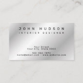 Modern Elegant Marble Silver en Lines Sjabloon Visitekaartje (Achterkant)