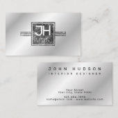 Modern Elegant Marble Silver en Lines Sjabloon Visitekaartje (Voorkant / Achterkant)