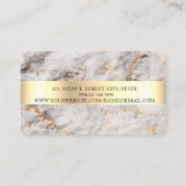 Modern Elegant Marble Stone Black, Gold, Scissors Visitekaartje (Achterkant)