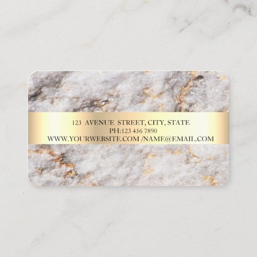 Modern Elegant Marble Stone Black, Gold, Scissors Visitekaartje (Achterkant)