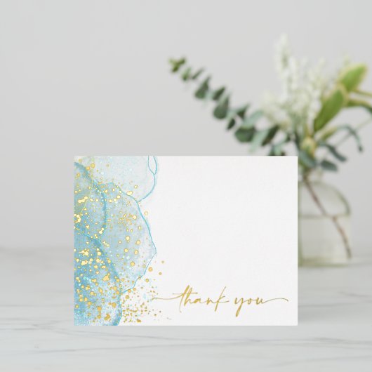 Modern & Elegant Marbled gouden folie dank u kaart (Staand Voorkant)