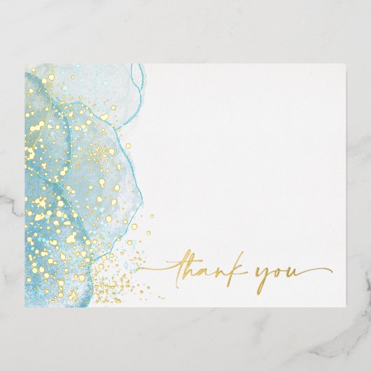 Modern & Elegant Marbled gouden folie dank u kaart (Voorkant)