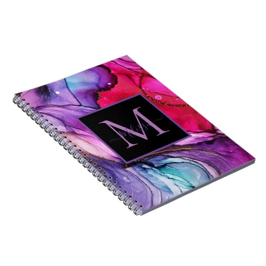 Modern Elegant Marbled Monogram Notitieboek (Rechterzijde)