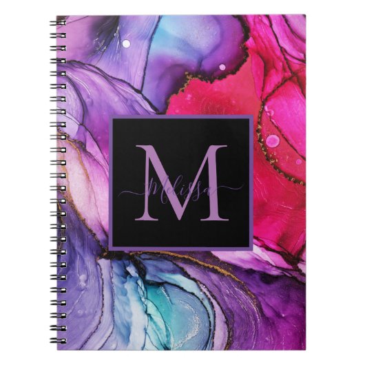 Modern Elegant Marbled Monogram Notitieboek (Voorkant)