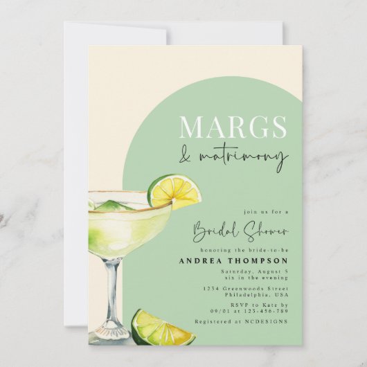 Modern Elegant Margs en Matrimony Vrijgezellenfees Kaart (Voorkant)