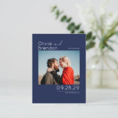Modern Elegant Marine Blauw Save the Date Foto (Staand voorkant)