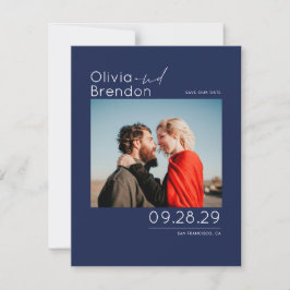 Modern Elegant Marine Blauw Save the Date Foto