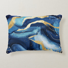 Modern elegant marineblauw goud marmeren patroon C Accent Kussen