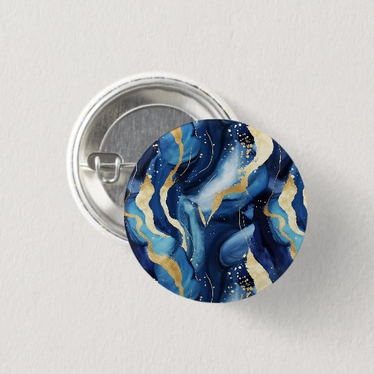 Modern elegant marineblauw goud marmeren patroon C Ronde Button 3,2 Cm (Voorkant /achterkant)