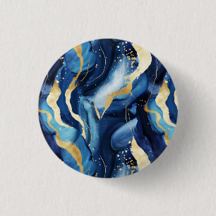 Modern elegant marineblauw goud marmeren patroon C Ronde Button 3,2 Cm