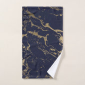 Modern elegant marineblauw gouden marmeren patroon bad handdoek (Handdoek)