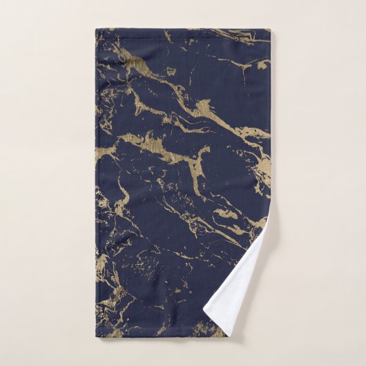 Modern elegant marineblauw gouden marmeren patroon bad handdoek (Handdoek)