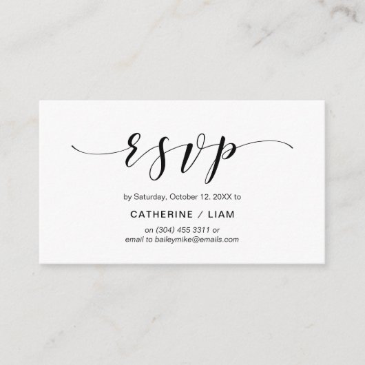 Modern elegant, marineblauw script, partij RSVP Informatiekaartje (Voorkant)