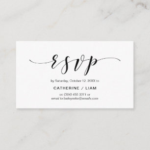 Modern elegant, marineblauw script, partij RSVP Informatiekaartje