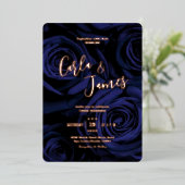 Modern elegant marvy blue Calligrafie bruiloft Folie Uitnodiging (Staand Voorkant)