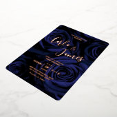Modern elegant marvy blue Calligrafie bruiloft Folie Uitnodiging (Gedraaid)