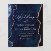 modern elegant marvy blue en roos gold bruiloft (Voorkant)