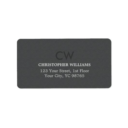 Modern Elegant Masculine Texture Gray Monogram Etiket (Voorkant)