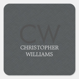 Modern Elegant Masculine Texture Gray Monogram Vierkante Sticker