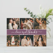 Modern Elegant Mauve Typography Photo Collage Bedankkaart (Staand voorkant)