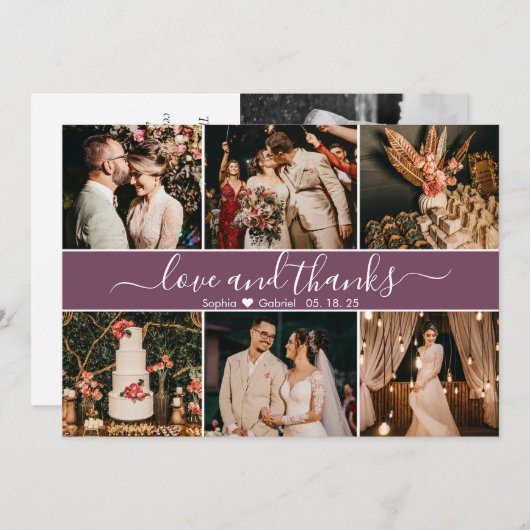 Modern Elegant Mauve Typography Photo Collage Bedankkaart (Voorkant / Achterkant)
