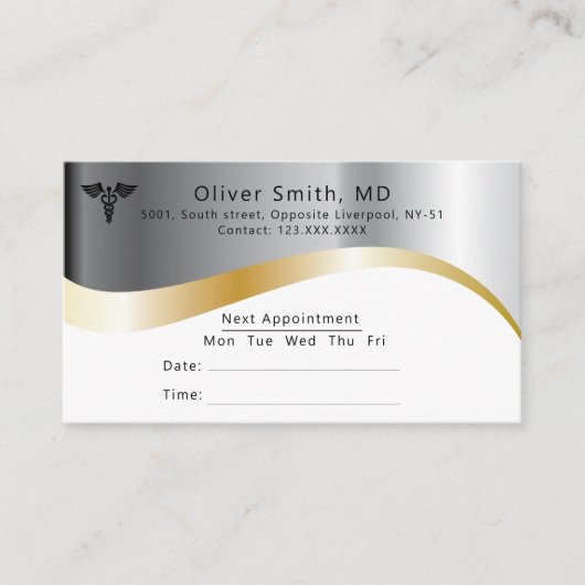 Modern Elegant MD Doctor Kantoor Appointment Card Afsprakenkaartje (Voorkant)