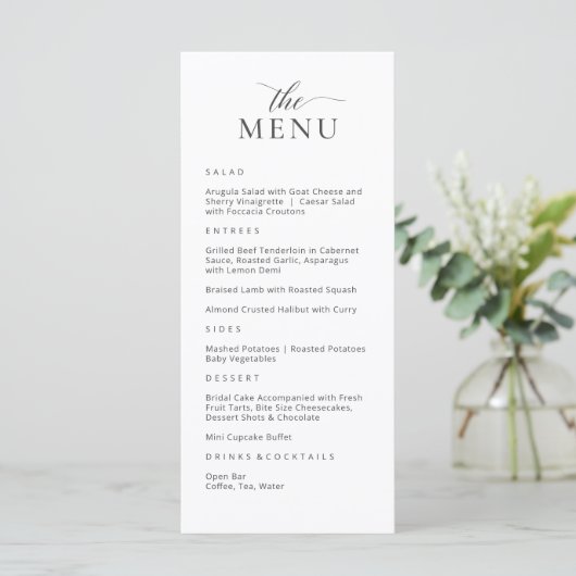Modern Elegant Menu en Drinken Kaart (Staand voorkant)