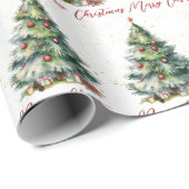 Modern Elegant Merry-kerstboom Cadeaupapier (Rol Hoek)