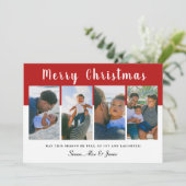Modern Elegant Merry kerstfoto Collage  Feestdagenkaart (Staand voorkant)