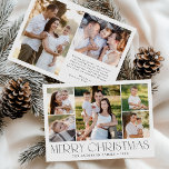 Modern Elegant Merry kerstfoto Collage Feestdagenkaart<br><div class="desc">Vier het seizoen met de Modern Elegant Merry Christmas Photo Collage Holiday Kaart. Dit stijlvolle ontwerp is voorzien van een collage van 5 foto's aan de voorkant, met 4 vierkante foto's rond een groter afbeelding in het midden. "Merry Christmas" is prachtig weergegeven in trendy zwarte letters op een witte achtergrond....</div>