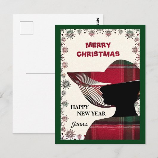 Modern Elegant Merry Kerstmis Briefkaart (Voorkant / Achterkant)