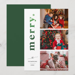 Modern Elegant Merry Ombre Green Feestdagenkaart