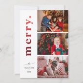 Modern Elegant Merry Ombre Red Foto Holiday Kaart (Voorkant)