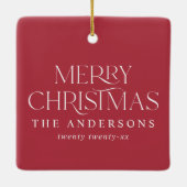 Modern Elegant met kerstrood Keramisch Ornament (Achterkant)