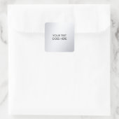 Modern Elegant Metallic Silver Your Custom Text Vierkante Sticker (Tas)