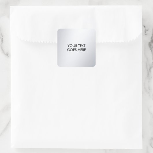 Modern Elegant Metallic Silver Your Custom Text Vierkante Sticker (Tas)