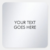 Modern Elegant Metallic Silver Your Custom Text Vierkante Sticker (Voorkant)