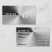 Modern elegant metallic zilver visitekaartje (Voorkant / Achterkant)