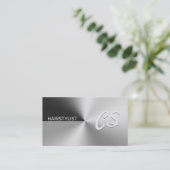 Modern elegant metallic zilver visitekaartje (Staand voorkant)