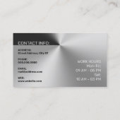 Modern elegant metallic zilver visitekaartje (Achterkant)