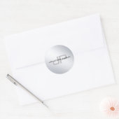 Modern elegant metallisch zilver blikmonogram ronde sticker (Envelop)