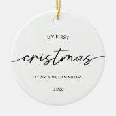 Modern Elegant Mijn Eerste Kerstmis Baby Minimaal Keramisch Ornament (Voorkant)