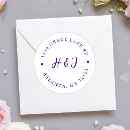 Modern Elegant Minimaal Bruiloft Retouradres Ronde Sticker