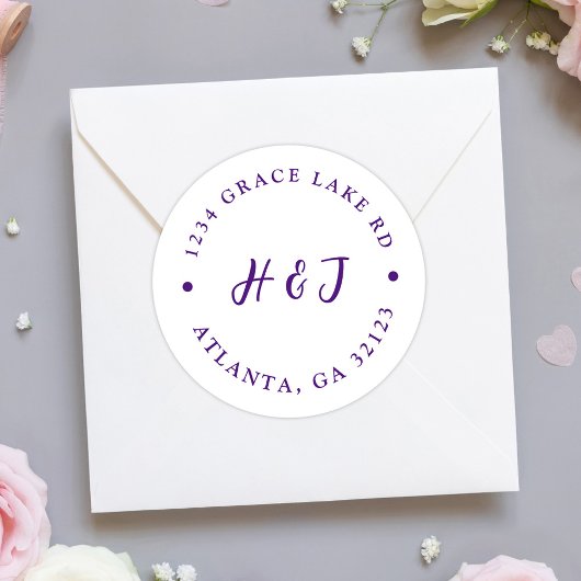 Modern Elegant Minimaal Bruiloft Retouradres Ronde Sticker