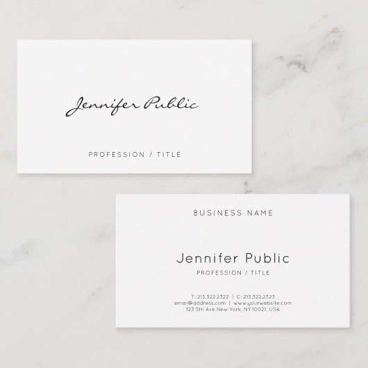 Modern Elegant Minimaal Eenvoudig Kalligrafiescrip Visitekaartje (Voorkant / Achterkant)