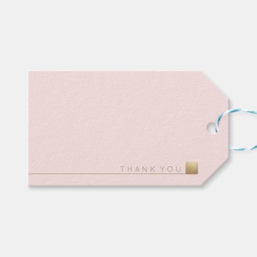 Modern Elegant Minimaal Gouden Pastel Roze Dank u Cadeaulabel (Voorkant (Horizontaal))