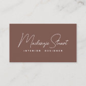 Modern Elegant Minimaal Script Terracotta Visitekaartje (Voorkant)