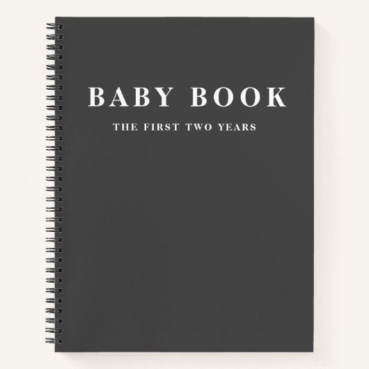 Modern Elegant Minimaal Zwart Baby Boek (Voorkant)